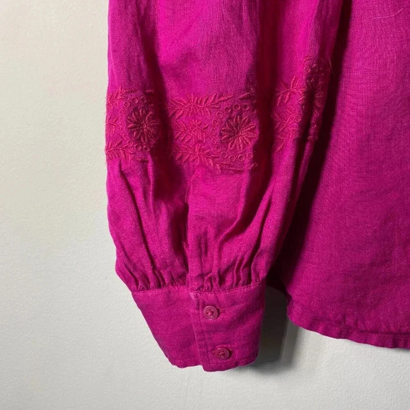NWT Lauren Ralph Lauren Women's XL Long Sleeve Linen Embroidered Tunic Fuchsia - Picture 11 of 16